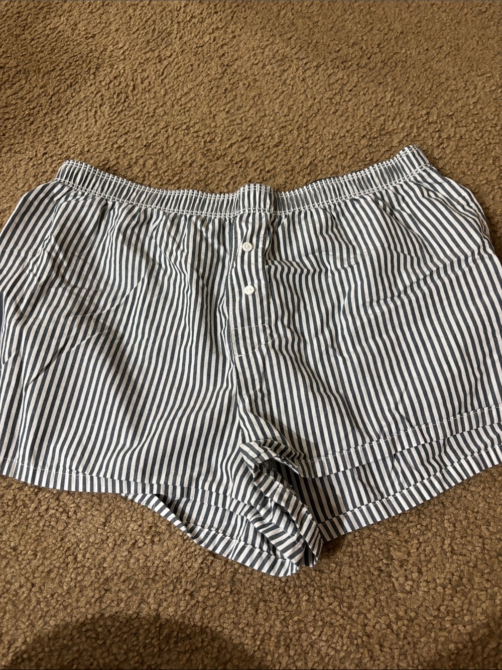 PINK Victoria's Secret White & Navy Striped Cotton Sleep Shorts